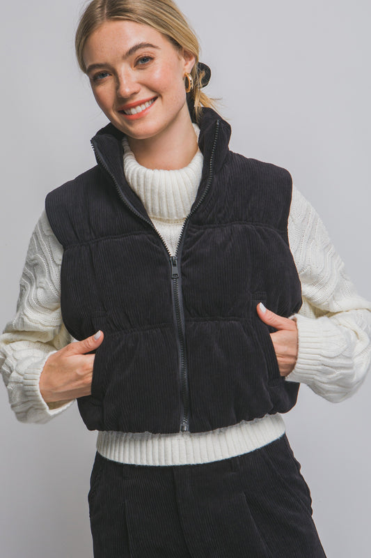 Charlotte Corduroy Vest Black