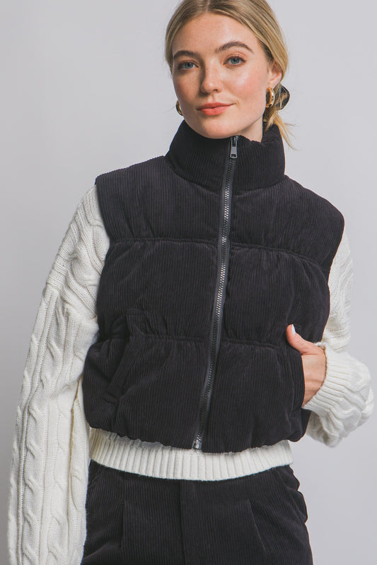 Charlotte Corduroy Vest Black