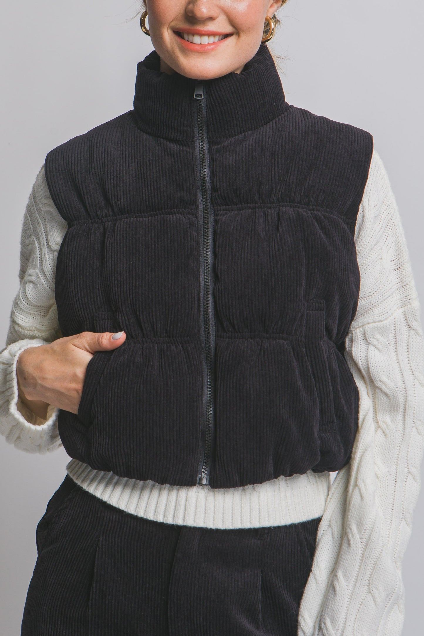 Charlotte Corduroy Vest Black