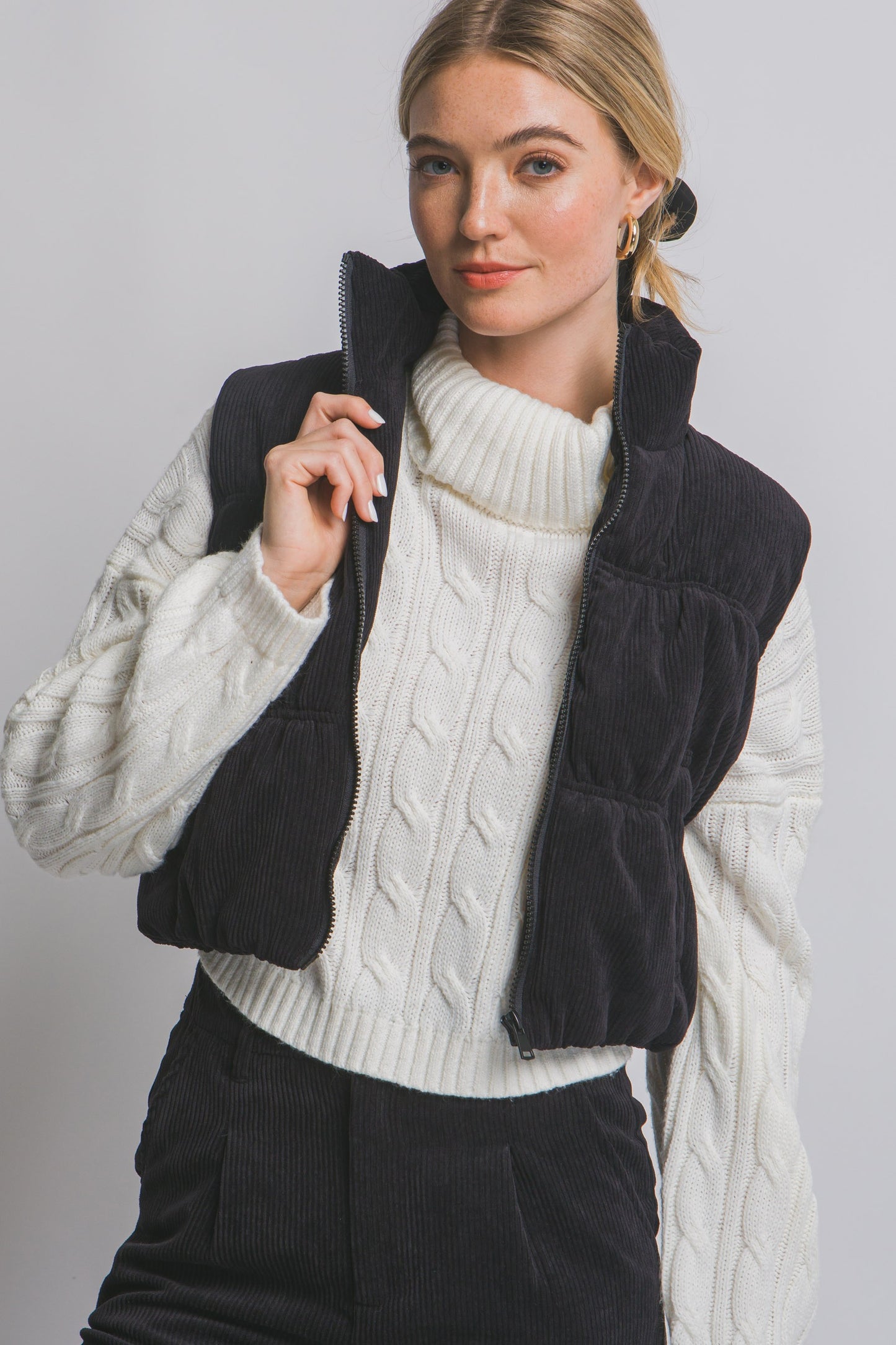 Charlotte Corduroy Vest Black