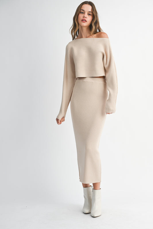 Harper Ribbed Sweater Skirt Set