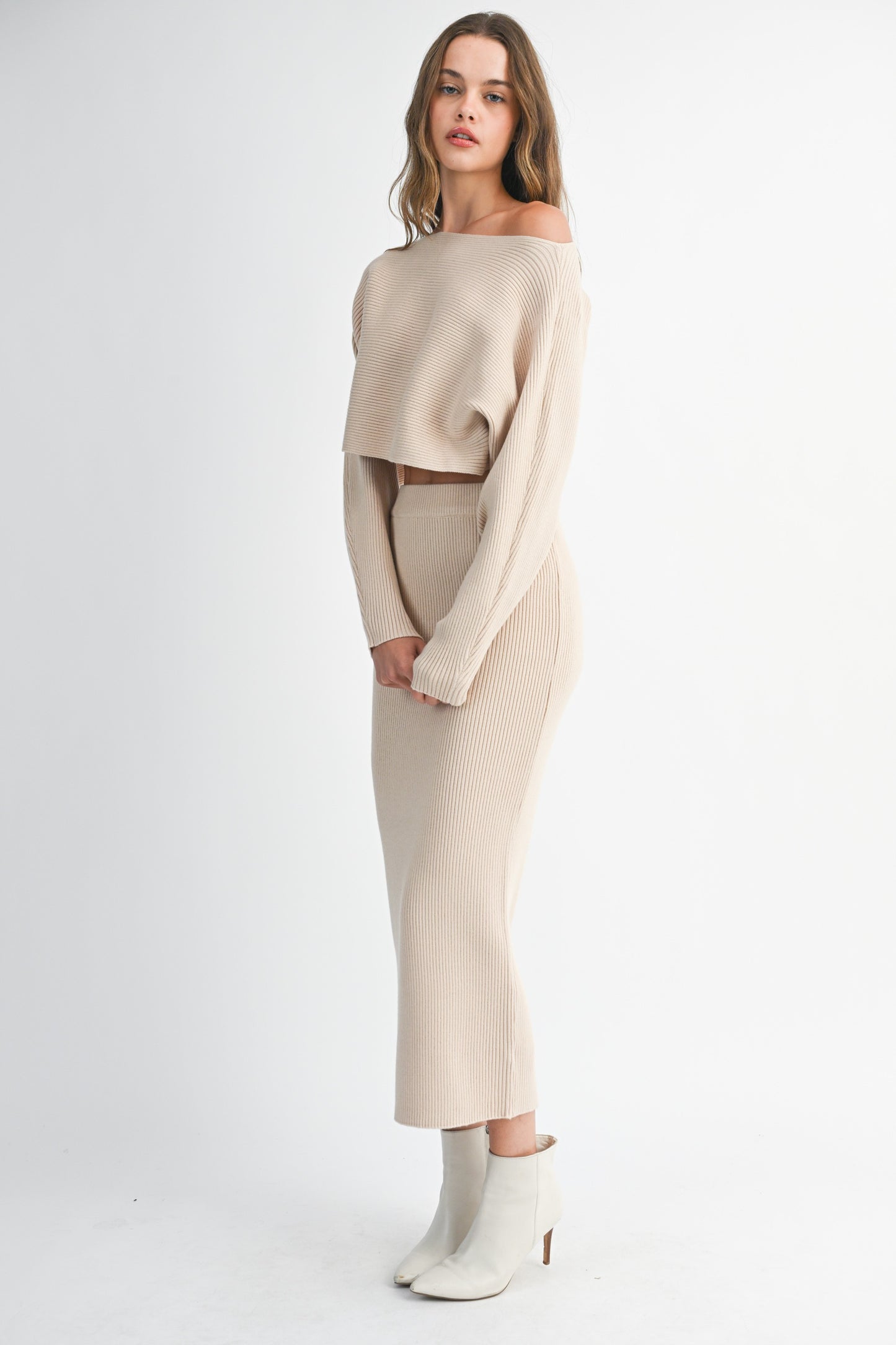 Harper Ribbed Sweater Skirt Set