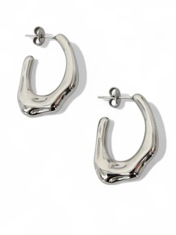 Fan Girl Hoop Earrings Silver