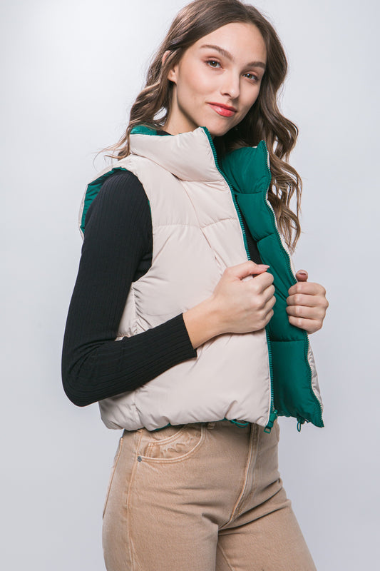 Charlie Reversible Puffer Vest Green