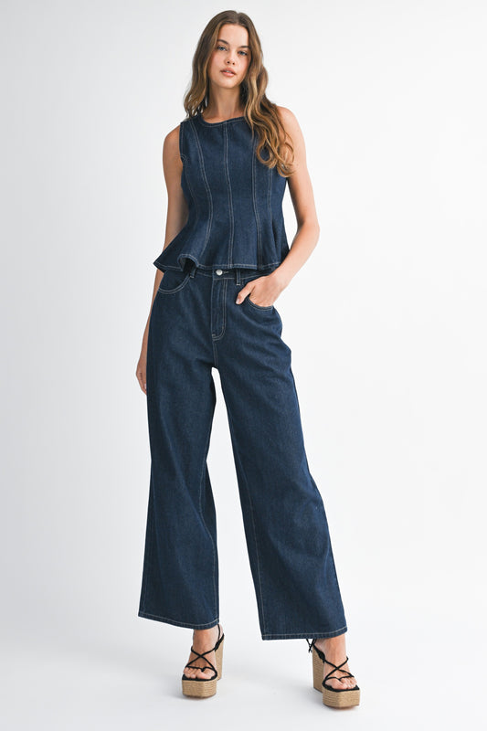 Indigo Peplum Denim Set