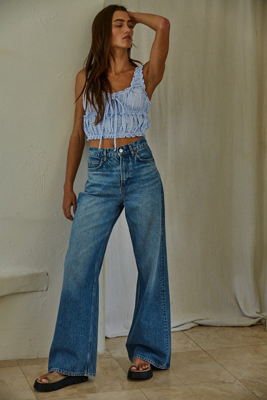 Jo Gingham Ruffle Top