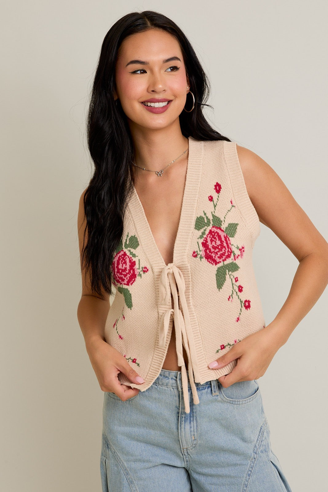 Rose Bloom Knit Vest