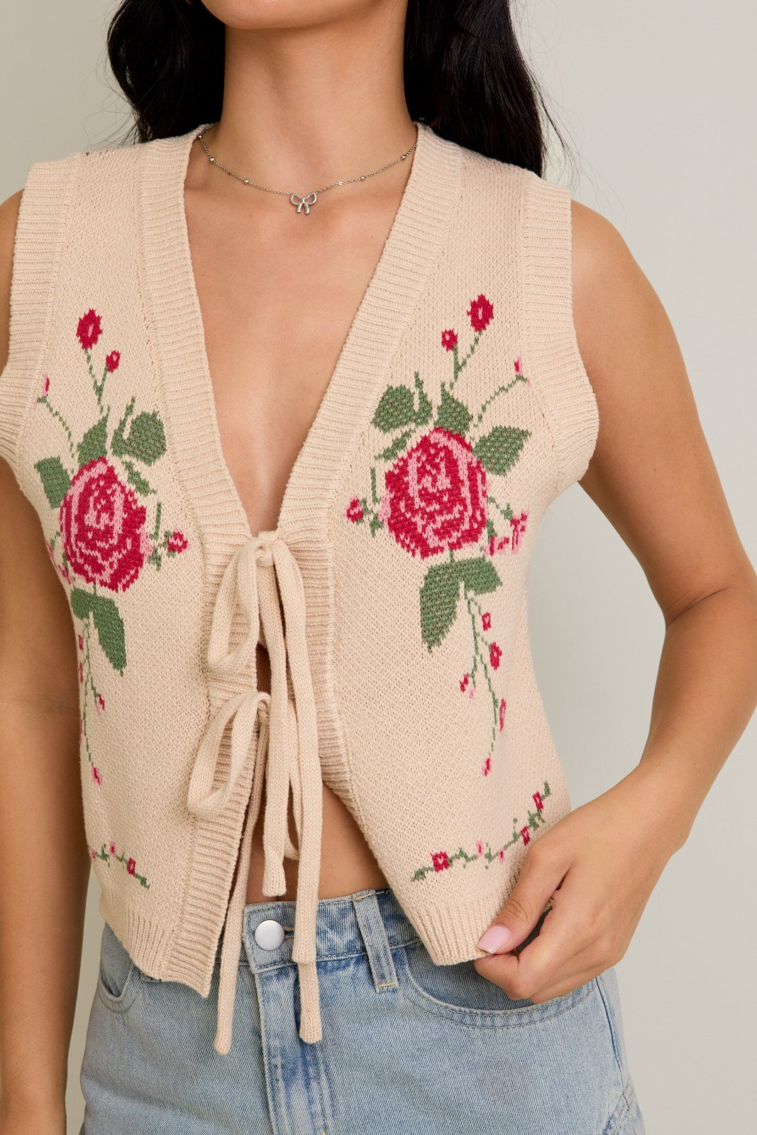 Rose Bloom Knit Vest