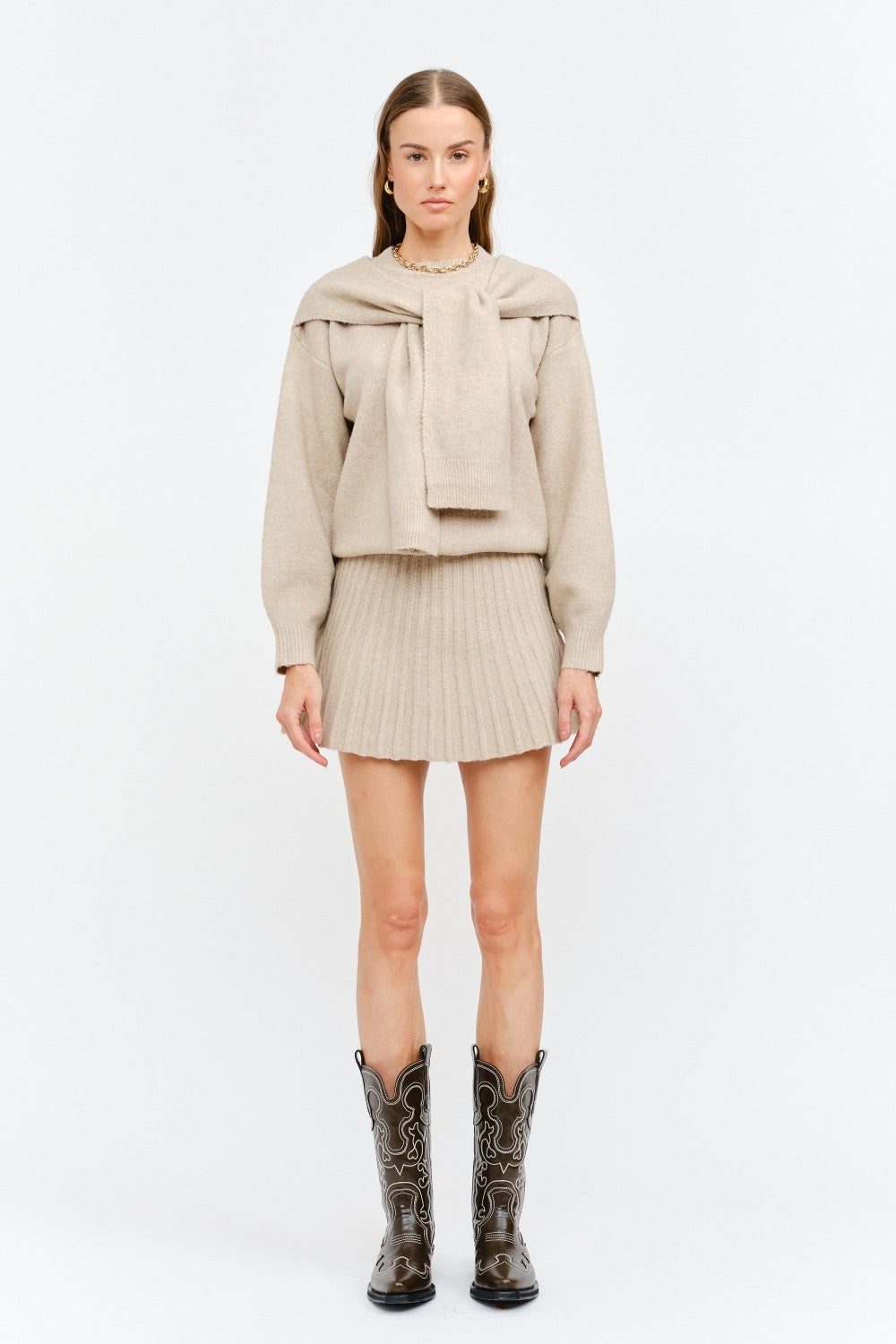 Maude Natural Knit Skirt