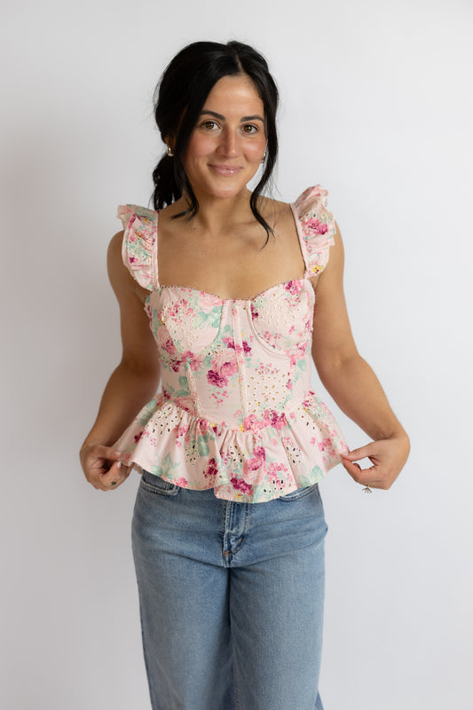 Baylin Top Pink Floral