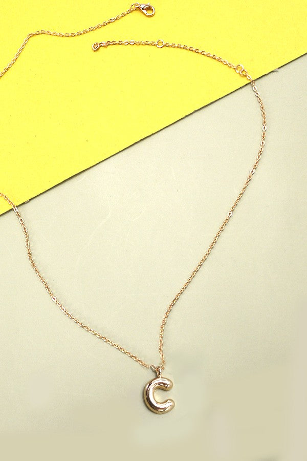 Puffy Letter Pendant Necklace