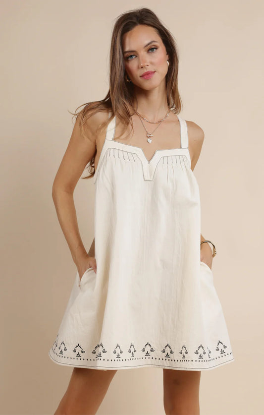 Retro Roam Embroidered Mini Dress