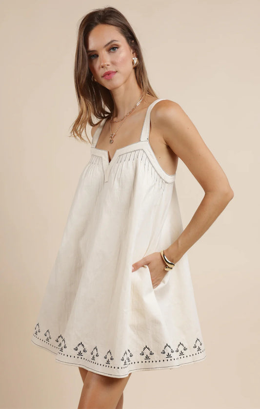 Retro Roam Embroidered Mini Dress