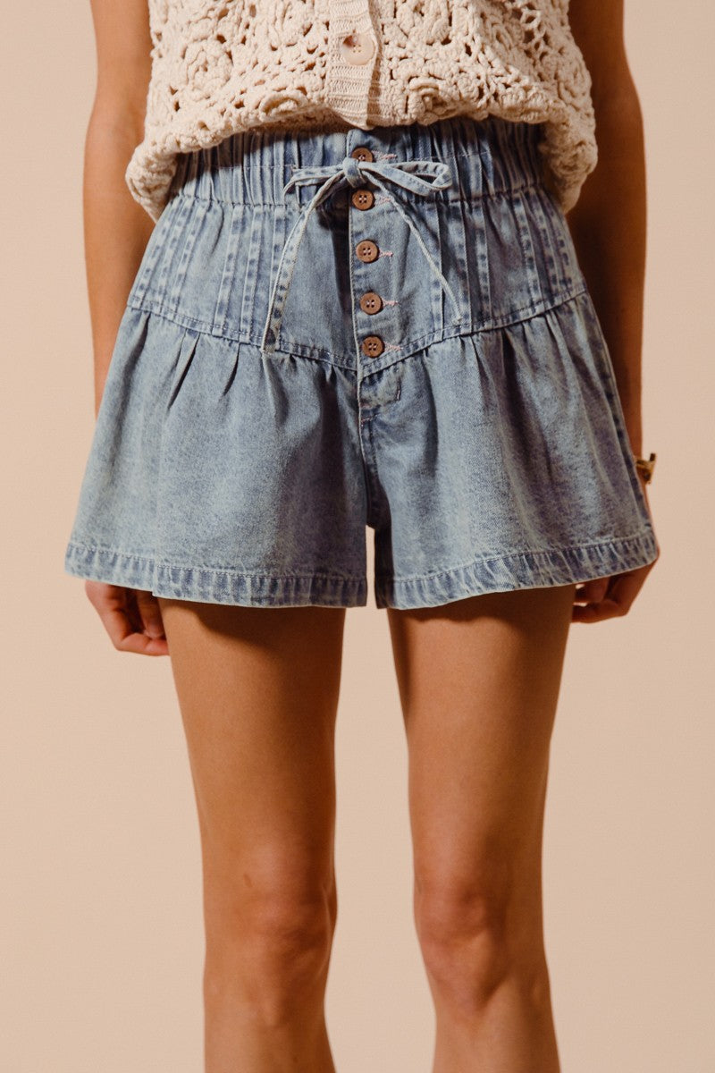 Shelbi Flared Denim Shorts