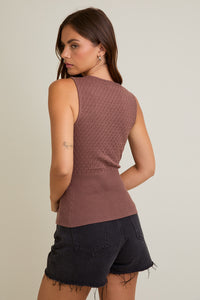 Button Up Pointelle Top