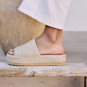 Del Mar Platform Sandal Natural Raffia