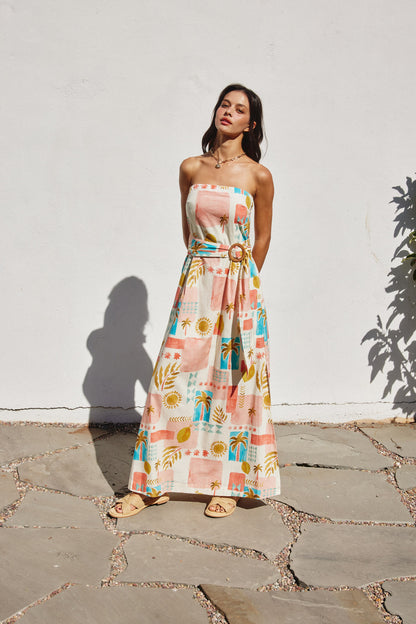 Golden Hour Rattan Belt Dress