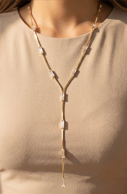 Go Too Far Baguette Y Necklace