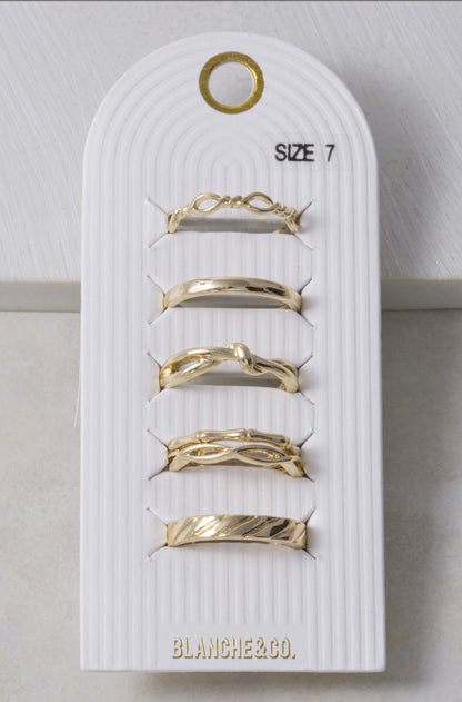 Halley Textured Ring Stack Set Gold