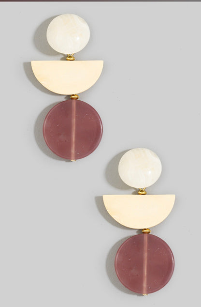 Overtime Disc Drop Earrings Pink