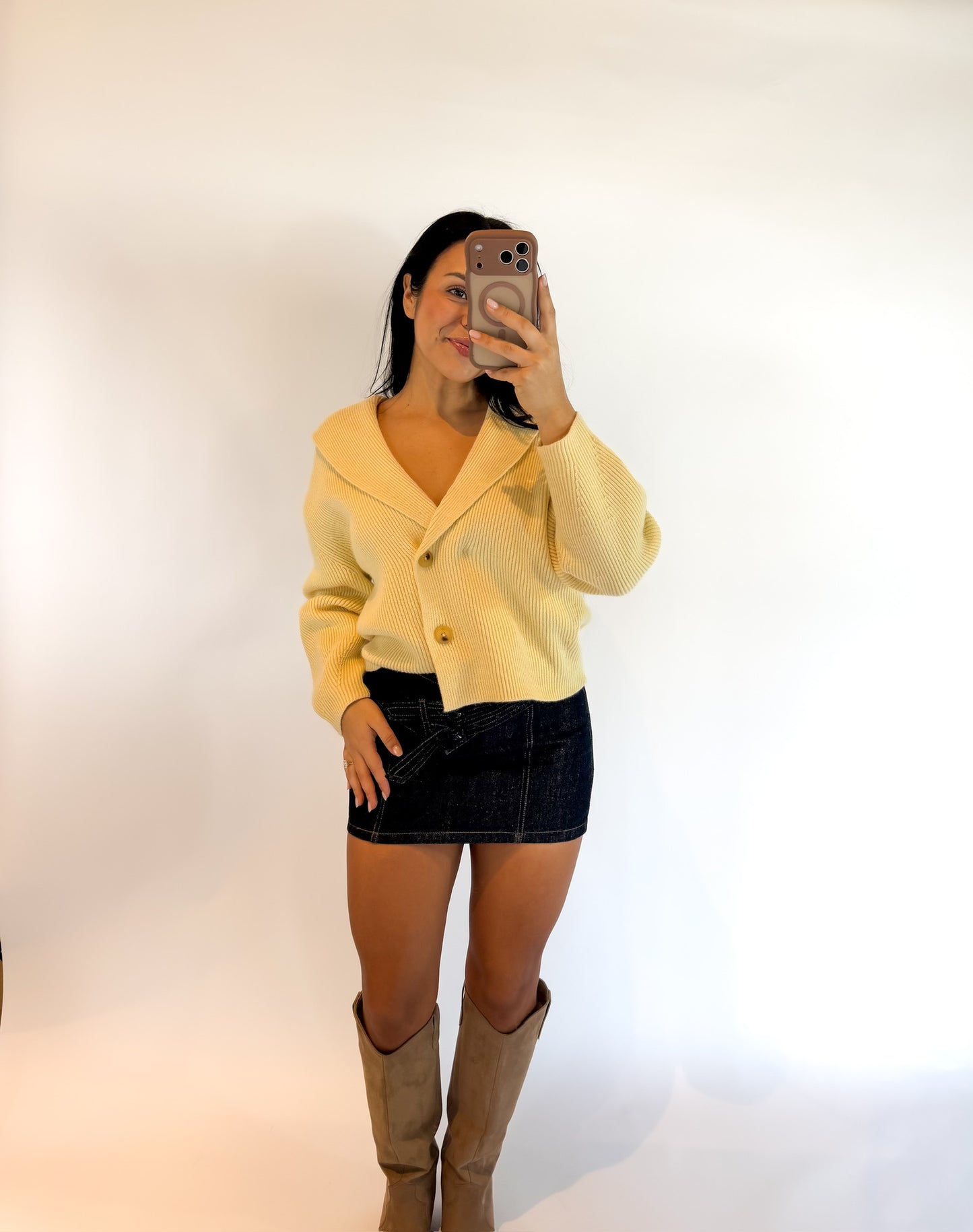 Devan Denim Belted Skirt