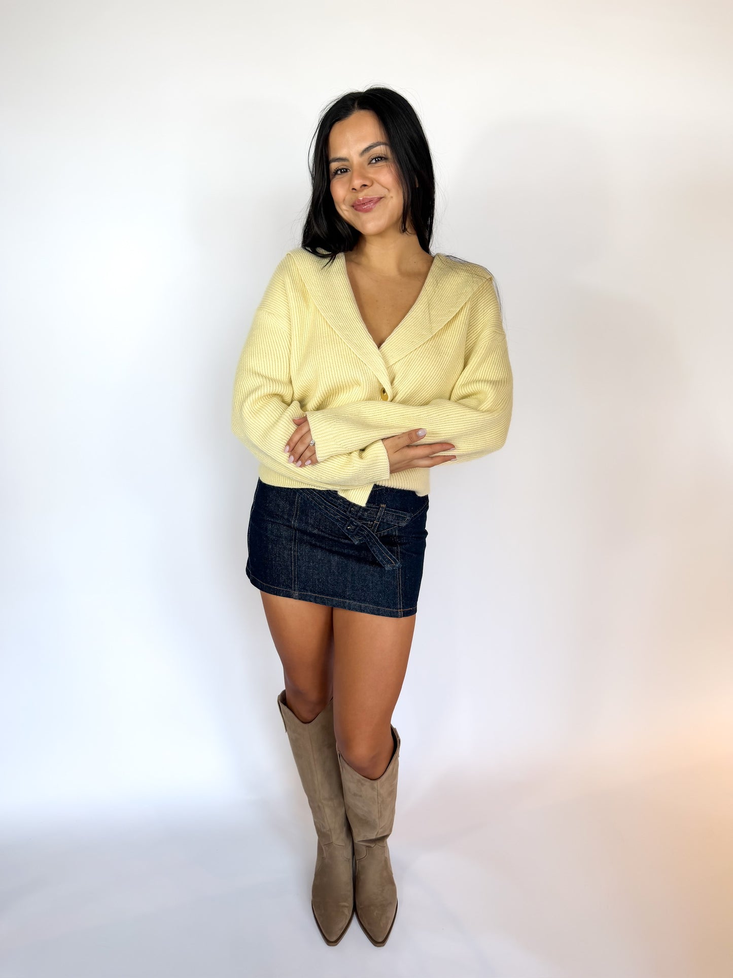 Devan Denim Belted Skirt