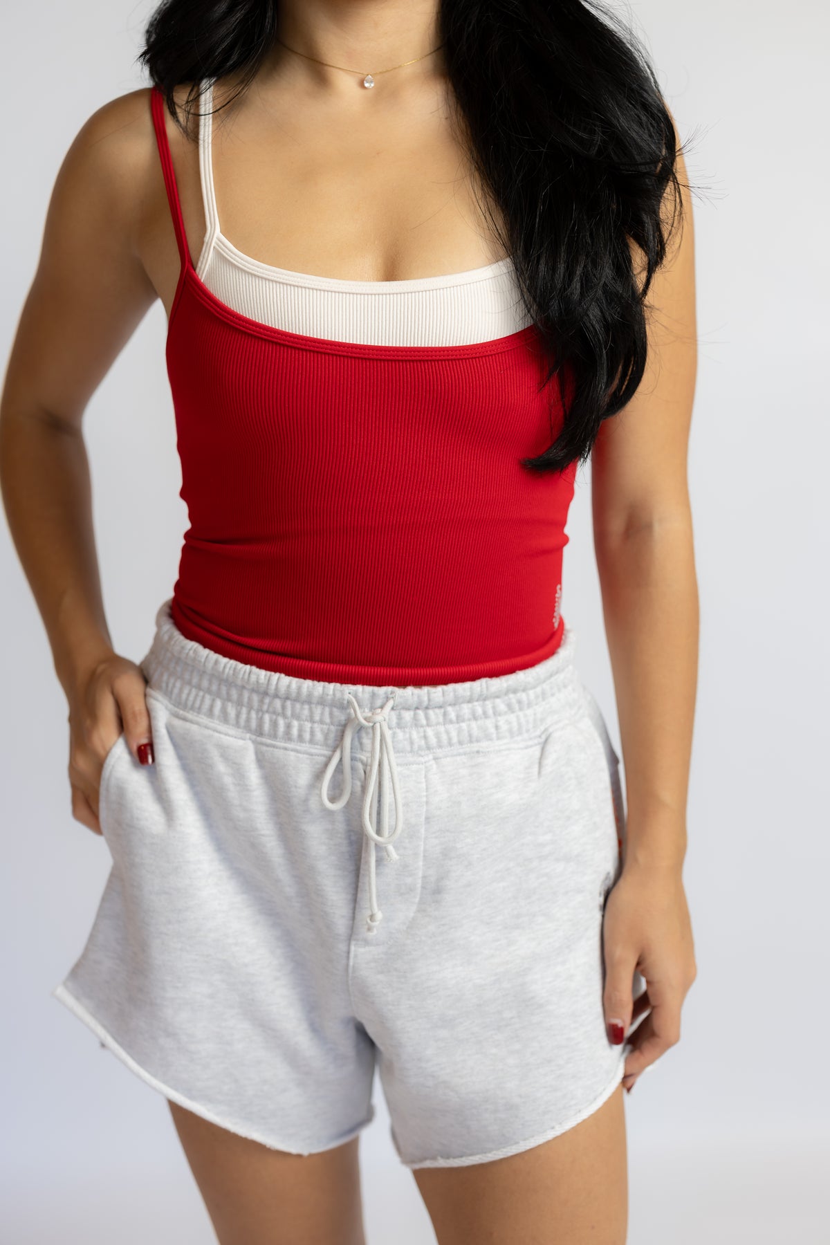All Clear Coastline Cami Red & Cream
