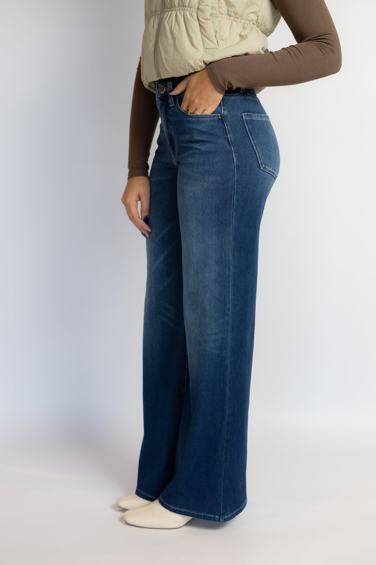 Noah Dark Wash Wide Leg Jeans