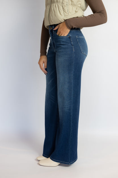 Noah Dark Wash Wide Leg Jeans