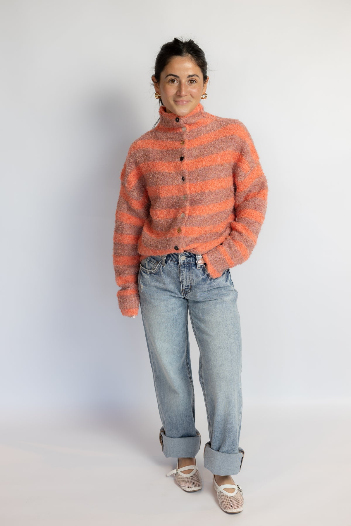 Striped Button Collection Cardigan