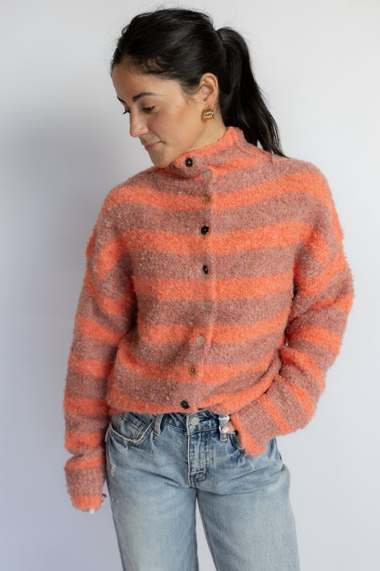 Striped Button Collection Cardigan
