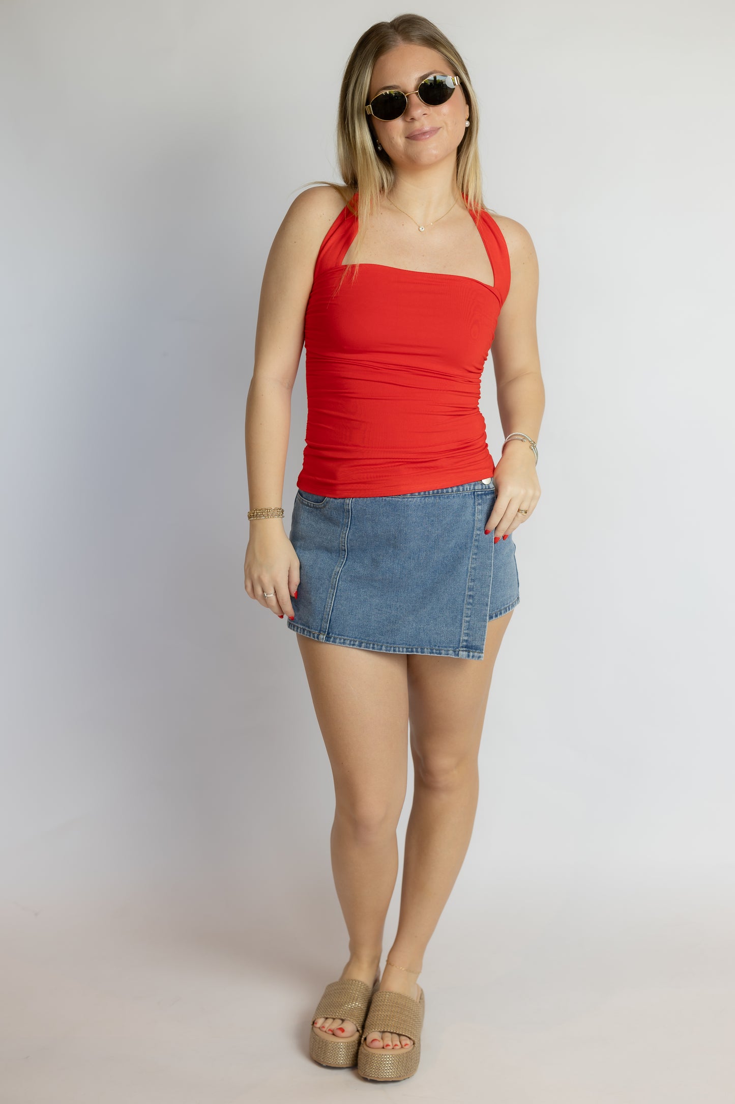 Camila Strapless Ruched Halter Top
