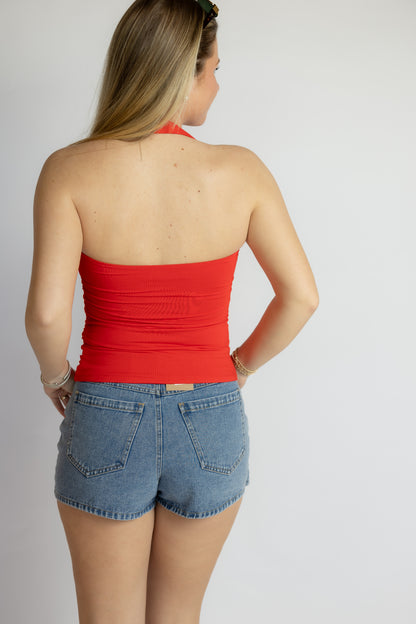 Camila Strapless Ruched Halter Top
