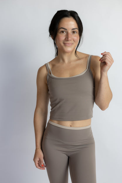 Ariana Double Layered Tank Top Taupe