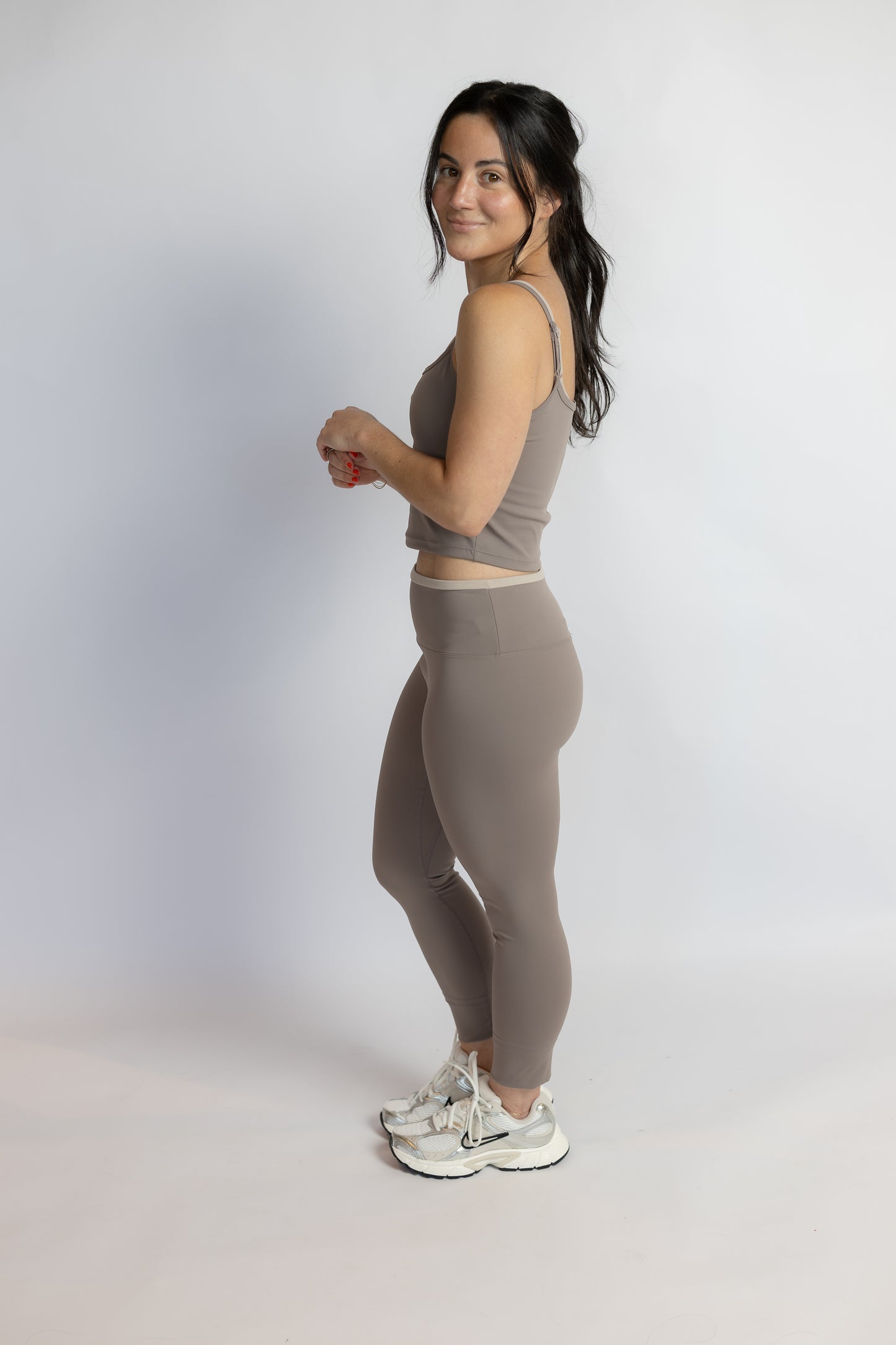 Coffee Run Contrast Leggings Taupe