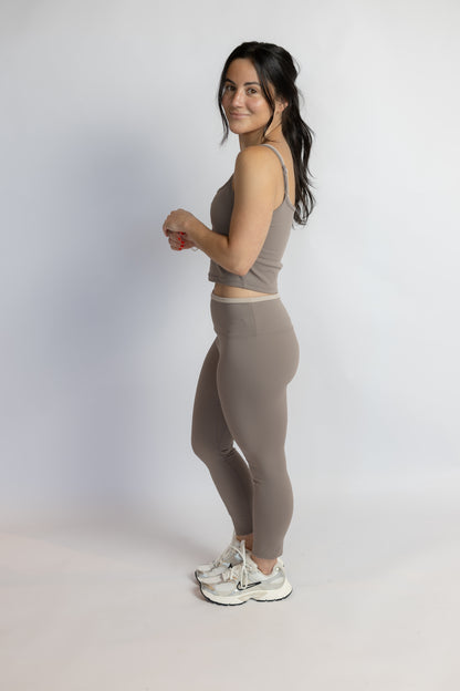 Coffee Run Contrast Leggings Taupe