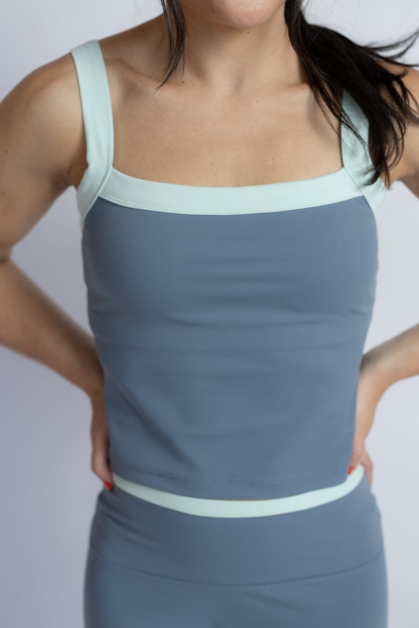 Coffee Run Contrast Tank Top Slate