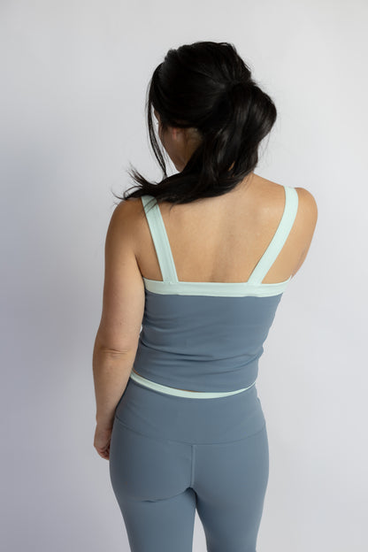 Coffee Run Contrast Tank Top Slate