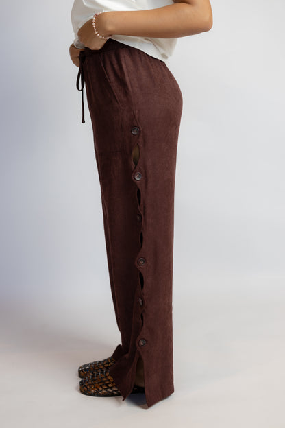 Rhea Cut Out Button Pants Eggplant