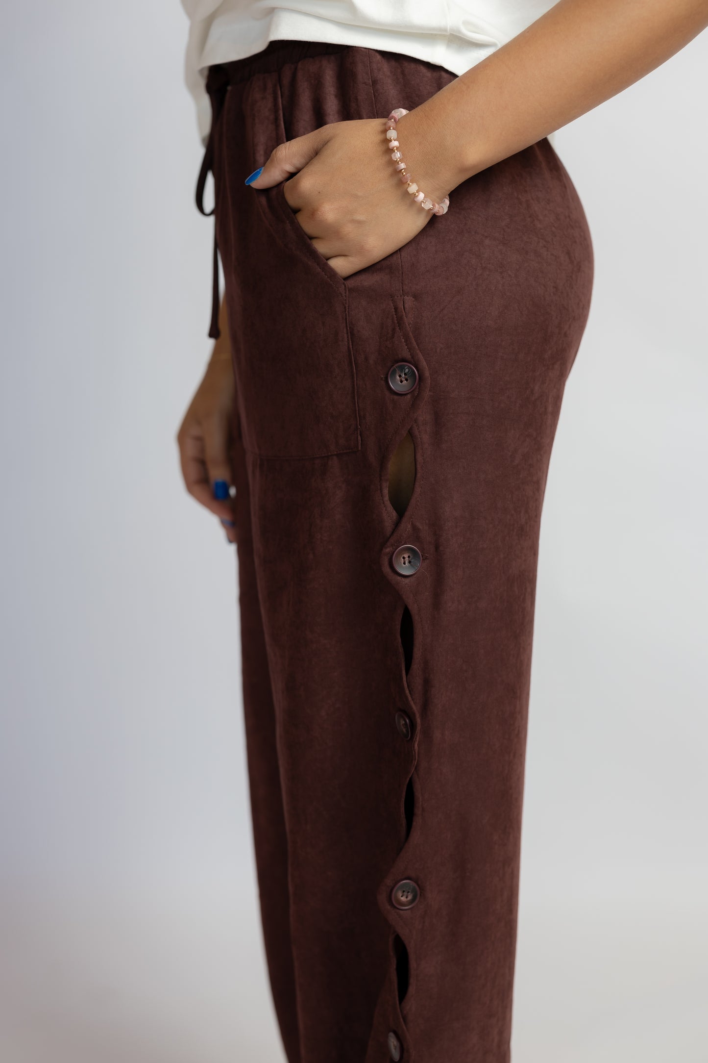 Rhea Cut Out Button Pants Eggplant