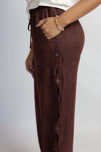 Rhea Cut Out Button Pants Eggplant