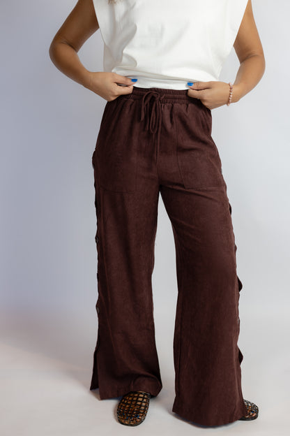 Rhea Cut Out Button Pants Eggplant