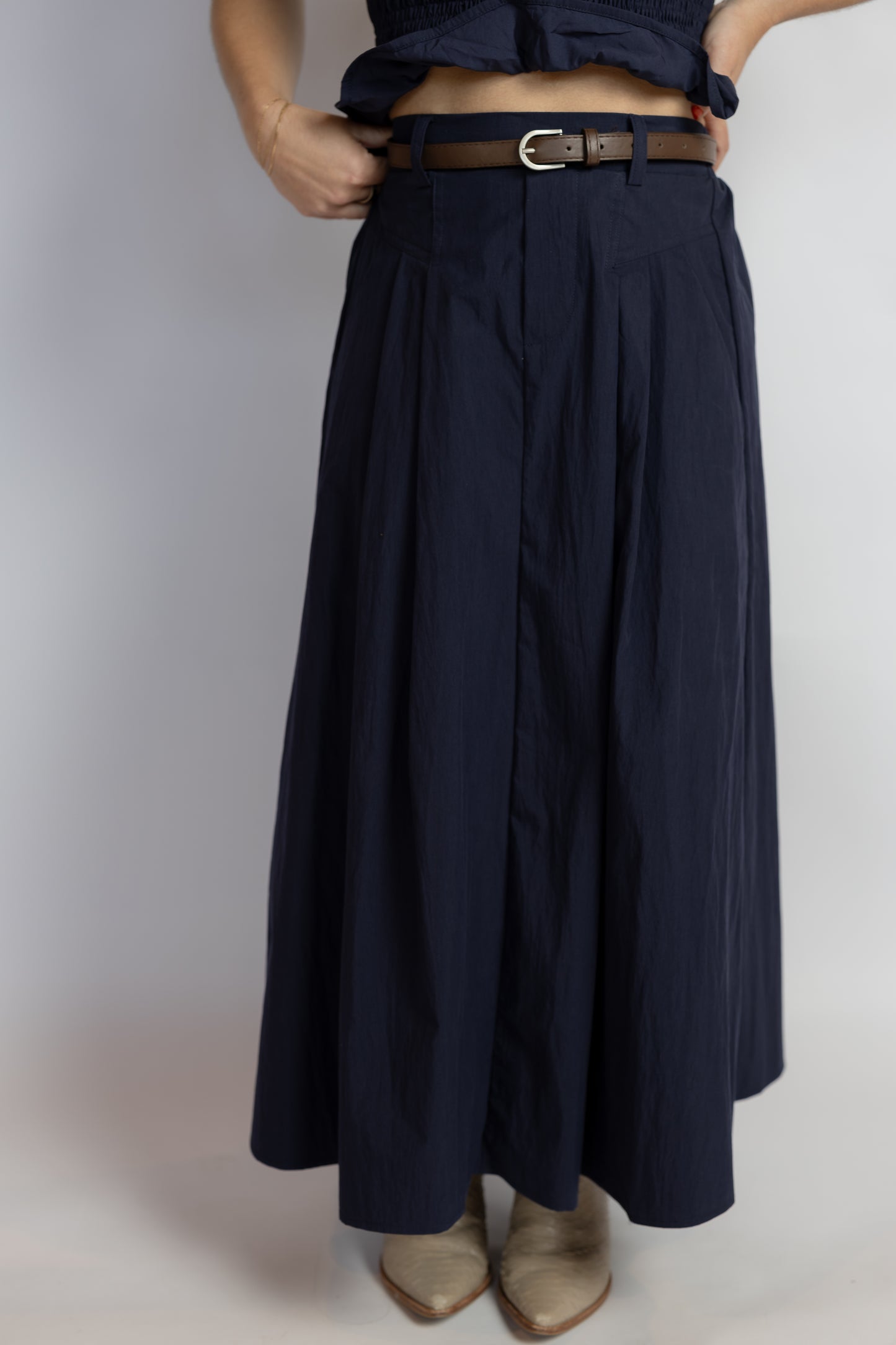 Central Park Belted Midi Skirt