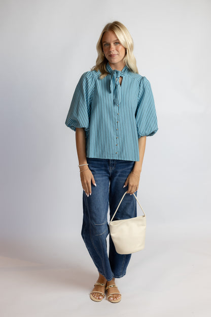 Circle You Striped Tie Top
