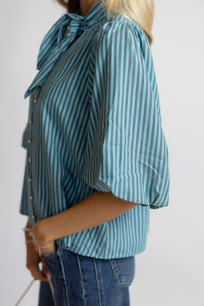 Circle You Striped Tie Top