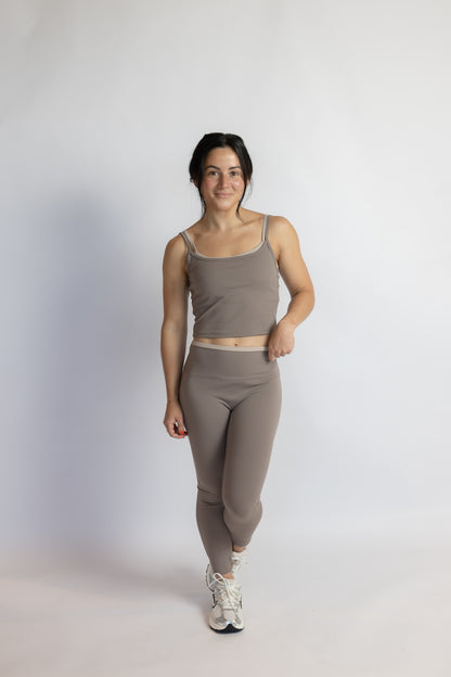 Coffee Run Contrast Leggings Taupe