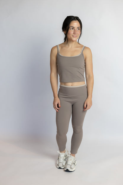 Coffee Run Contrast Leggings Taupe