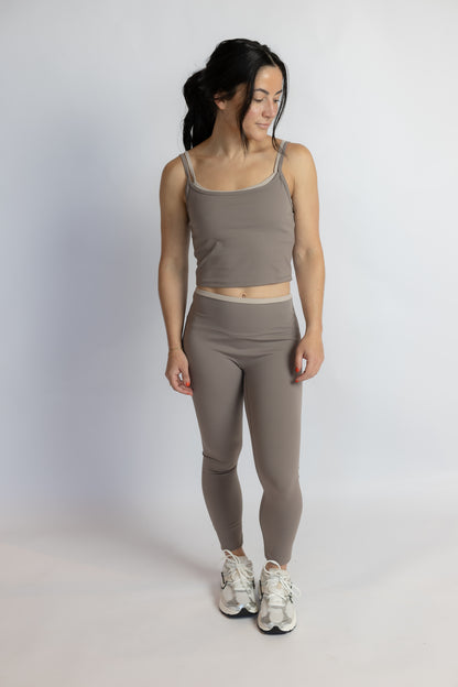 Ariana Double Layered Tank Top Taupe