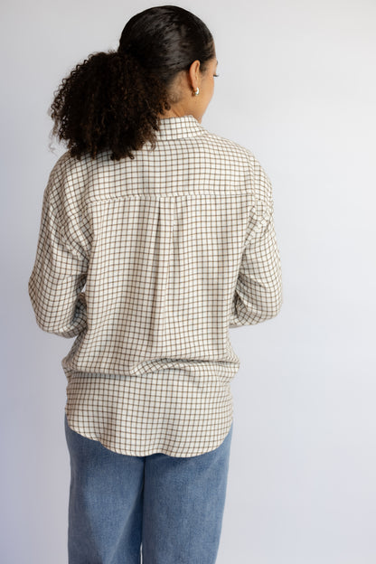 River Plaid Button Up Frosted Pearl