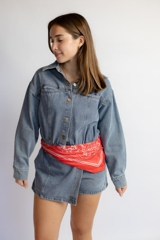 In A Daze Denim Skort Romper